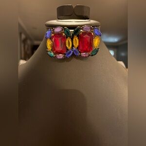 Vintage Colorful Rhinestone Statement Earrings